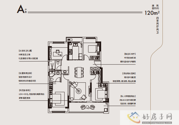铂樾云庭建面约120㎡户型图